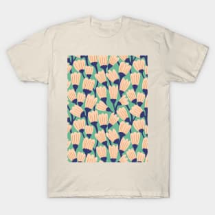 Happy blossom flower pattern in salmon and green T-Shirt